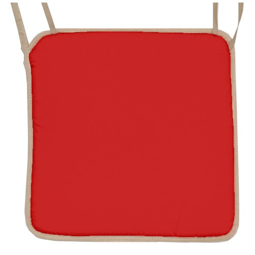 Μαξιλάρι καρέκλας με ρέλι μπέζ – Κόκκινο 38 x 38 x 3 εκ.