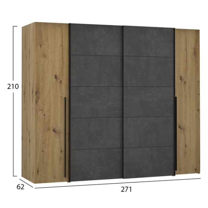 Ντουλάπα 4Φυλλη (2 Συρόμενα-2 Σταθερά) Lois Hm2369.01 Artisan Oak-Γκρι 271Χ62Χ210Εκ. | Mymegamarket.gr Ντουλάπα 4Φυλλη (2 Συρόμενα-2 Σταθερά) Lois Hm2369.01 Artisan Oak-Γκρι 271Χ62Χ210Εκ. | Mymegamarket.gr