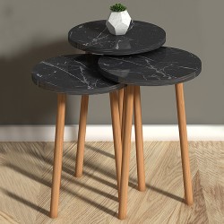 Τραπεζάκια βοηθητικά Roma χρώμα σκούρο εφέ μαρμάρου