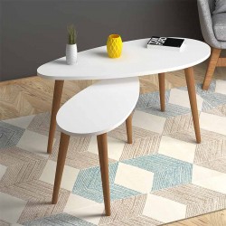 Τραπεζάκια βοηθητικά Elips χρώμα λευκό 116x46x46εκ.