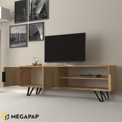 Έπιπλο τηλεόρασης Foot χρώμα φυσικό οξιάς 160x35x49εκ.