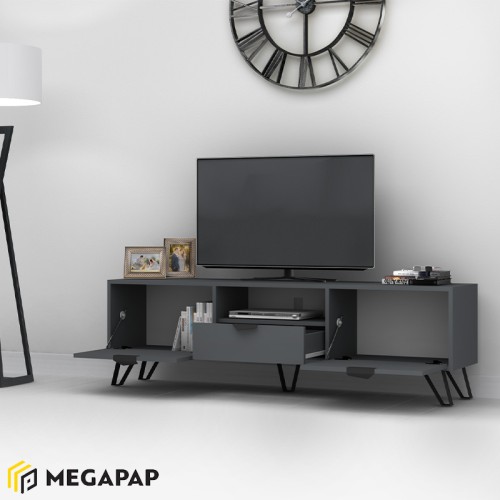 Έπιπλο τηλεόρασης Jasmine χρώμα ανθρακί 170x35x50εκ.