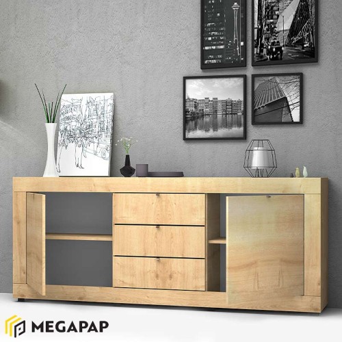 Μπουφές Ocean χρώμα φυσικό οξιάς 210x45x86εκ.