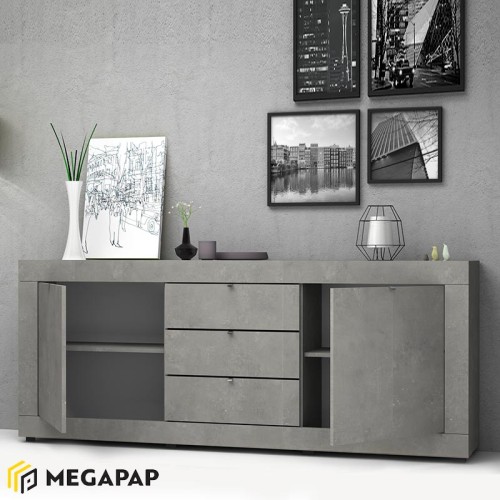 Μπουφές Ocean χρώμα γκρι σκυροδέματος 210x45x86εκ.