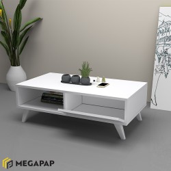 Τραπεζάκι σαλονιού Aster χρώμα λευκό 120x56x40εκ.