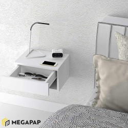 Κομοδίνο επιτοίχιο Mary χρώμα λευκό 40x30x23εκ.