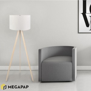 Φωτιστικό δαπέδου Rosling Mdf/ύφασμα Pvc χρώμα φυσικό/λευκό 38x21x140εκ.
