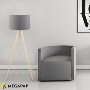 Φωτιστικό δαπέδου Rosling Mdf/ύφασμα Pvc χρώμα φυσικό/ανθρακί 38x21x140εκ.