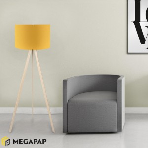 Φωτιστικό δαπέδου Rosling Mdf/ύφασμα Pvc χρώμα φυσικό/κροκί 38x21x140εκ.