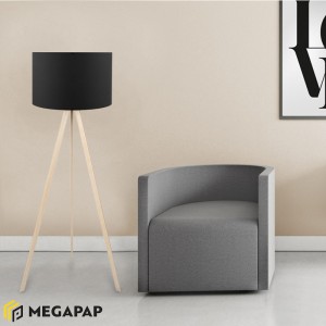Φωτιστικό δαπέδου Rosling Mdf/ύφασμα Pvc χρώμα φυσικό/μαύρο 38x21x140εκ.