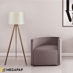Φωτιστικό δαπέδου Rosling Mdf/ύφασμα Pvc χρώμα καρυδί/μπεζ 38x21x140εκ.