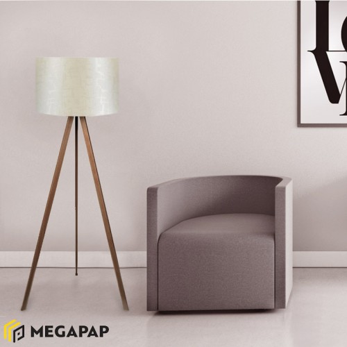 Φωτιστικό δαπέδου Rosling Mdf/ύφασμα Pvc χρώμα καρυδί/μπεζ 38x21x140εκ.