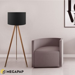 Φωτιστικό δαπέδου Rosling Mdf/ύφασμα Pvc χρωμα καρυδί/μαύρο 38x21x140εκ.