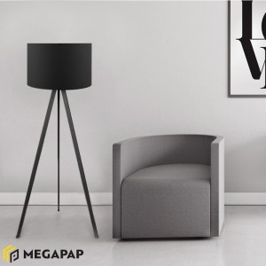 Φωτιστικό δαπέδου Rosling Mdf/ύφασμα Pvc χρώμα μαύρο 38x21x140εκ.