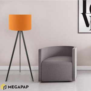 Φωτιστικό δαπέδου Rosling Mdf/ύφασμα Pvc χρώμα μαύρο/πορτοκαλί 38x21x140εκ.