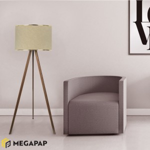 Φωτιστικό δαπέδου Rosling Mdf/ύφασμα Pvc χρώμα καρυδί/μπεζ 38x21x140εκ.