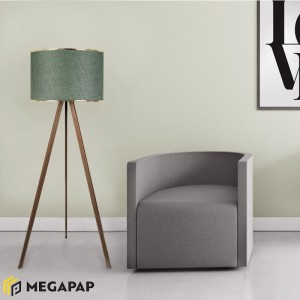 Φωτιστικό δαπέδου Rosling Mdf/ύφασμα Pvc χρώμα καρυδί/κυπαρισσί 38x21x140εκ.