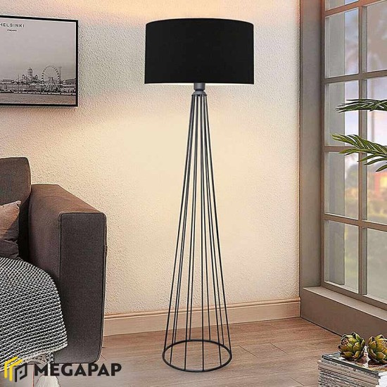 Φωτιστικό δαπέδου Faraday μέταλλο/ύφασμα χρώμα μαύρο 38x21x155εκ.