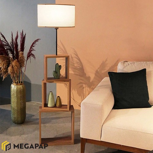 Φωτιστικό δαπέδου Claude Mdf/fabric Pvc χρώμα καφέ/μπεζ 37x20x140εκ.