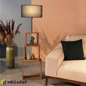 Φωτιστικό δαπέδου Claude Mdf/fabric Pvc χρώμα καφέ/μαύρο 37x20x140εκ.