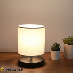Φωτιστικό επιτραπέζιο Hassard ύφασμα/Mdf χρώμα κρεμ/μαύρο 15x16x22εκ.