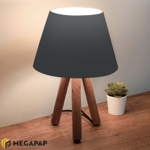 Φωτιστικό επιτραπέζιο Lander ύφασμα Pvc/ξύλο χρώμα μαύρο/καφέ 22x17x32εκ.