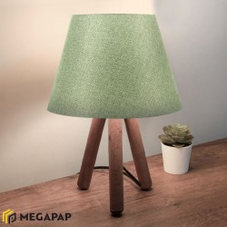 Φωτιστικό επιτραπέζιο Lander ύφασμα Pvc/ξύλο χρώμα κυπαρισσί/καφέ 22x17x32εκ.