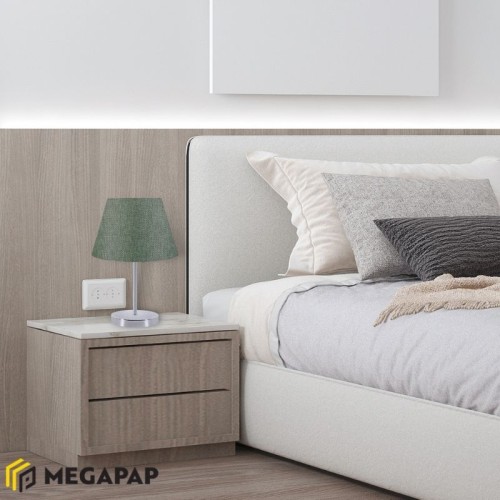 Φωτιστικό επιτραπέζιο Jules ύφασμα Pvc χρώμα κυπαρισσί/ασημί 22x17x37εκ.