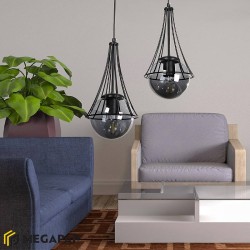 Φωτιστικό οροφής Chavi E27 μεταλλικό δίφωτο χρώμα μαύρο 40x40x80εκ.