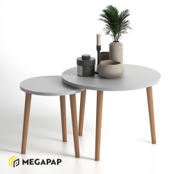 Σετ τραπεζάκια σαλονιού Roma 2 τμχ. χρώμα λευκό 60x60x46εκ.