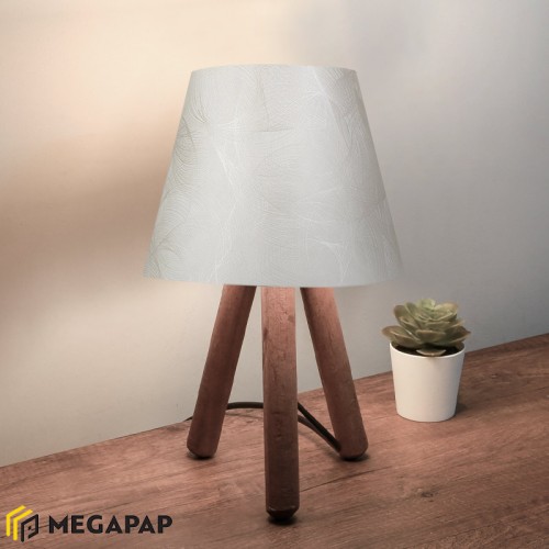 Φωτιστικό επιτραπέζιο Lander ύφασμα Pvc/ξύλο χρώμα λευκό/καφέ 22x14x32εκ.
