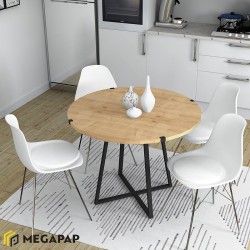 Τραπέζι Rubes χρώμα φυσικό οξιάς - ανθρακί 100x100x78εκ.