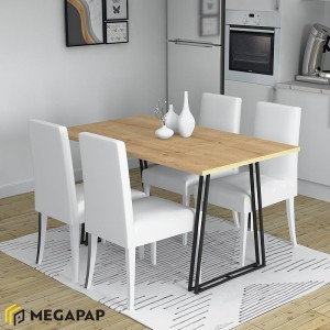 Τραπέζι Gable χρώμα φυσικό οξιάς - ανθρακί 140x80x76εκ.