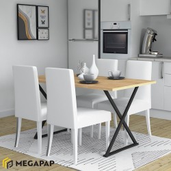 Τραπέζι Bette χρώμα φυσικό οξιάς - ανθρακί 140x80x76εκ.