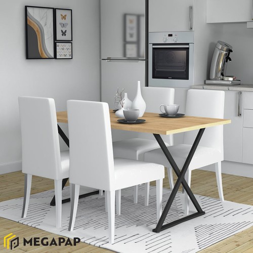 Τραπέζι Bette χρώμα φυσικό οξιάς - ανθρακί 140x80x76εκ.