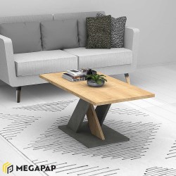 Τραπεζάκι σαλονιού Marcello χρώμα φυσικό οξιάς - γκρι σκυροδέματος 110x55x47εκ.