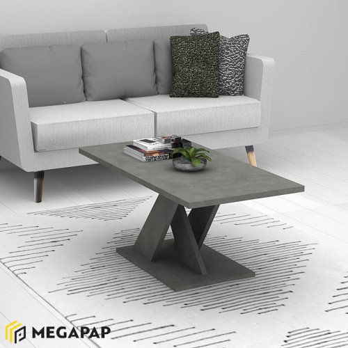 Τραπεζάκι σαλονιού Marcello χρώμα γκρι σκυροδέματος 110x55x47εκ.