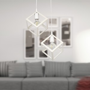 Φωτιστικό οροφής Thora E27 μεταλλικό δίφωτο χρώμα λευκό 22x22x70εκ.