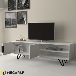 Έπιπλο τηλεόρασης Foot χρώμα λευκό 160x35x49εκ.