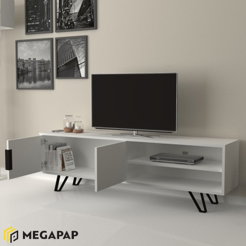Έπιπλο τηλεόρασης Foot χρώμα λευκό 160x35x49εκ.