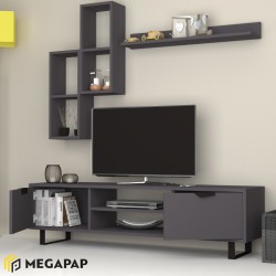 Σύνθεση τηλεόρασης Lonsa χρώμα ανθρακί 160x35x40εκ.