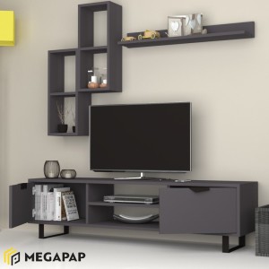 Σύνθεση τηλεόρασης Lonsa χρώμα ανθρακί 160x35x40εκ.