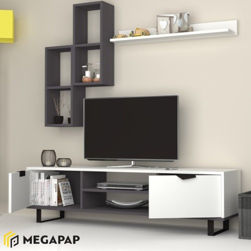 Σύνθεση τηλεόρασης Lonsa χρώμα λευκό 160x35x40εκ.