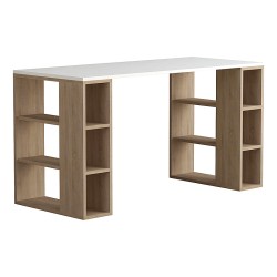 Γραφείο εργασίας Colmar χρώμα λευκό - sapphire oak 140x60x75εκ