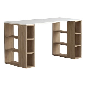 Γραφείο εργασίας Colmar χρώμα λευκό - sapphire oak 140x60x75εκ