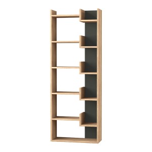 Βιβλιοθήκη Oppa χρώμα sapphire oak/ανθρακί 60x22x162εκ.