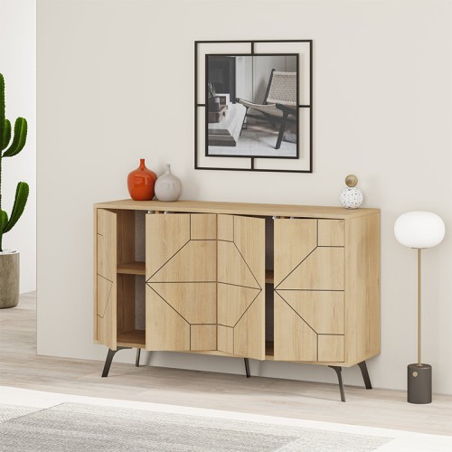 Μπουφές Dune χρώμα sapphire oak 123x35x77,4εκ.