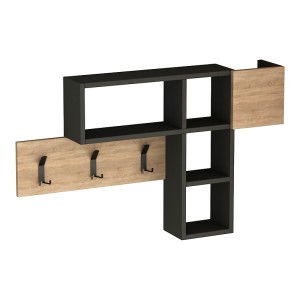 Κρεμάστρα τοίχου Game χρώμα sapphire oak - ανθρακί 99,5x15x61εκ.