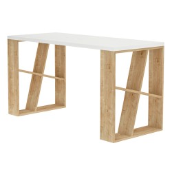 Γραφείο εργασίας Honey χρώμα λευκό - sapphire oak 137x60x75εκ