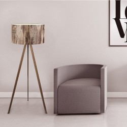 Φωτιστικό δαπέδου Rosling Mdf/ύφασμα Pvc χρώμα καρυδί/καφέ 38x21x140εκ.